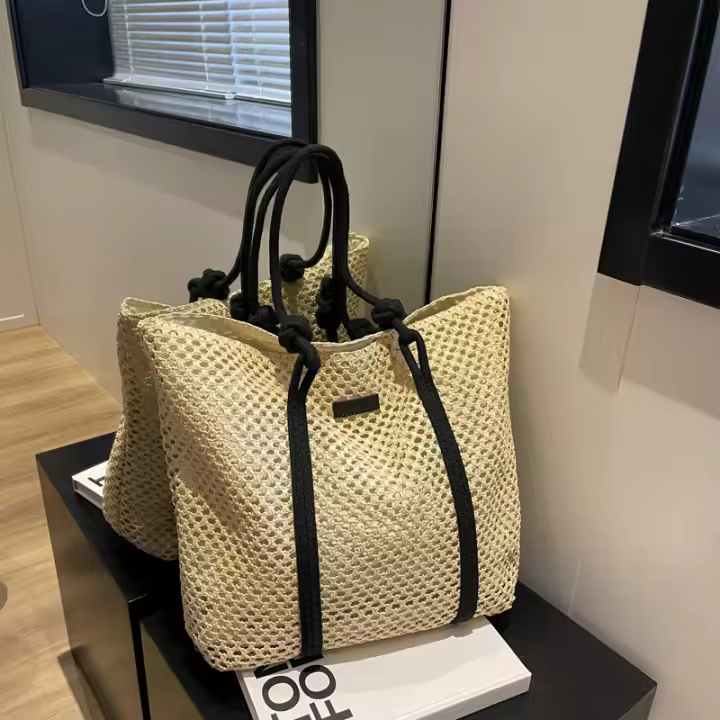Bolso De Hombre Elegant Para Mujer En Paja Tejida Bolso De Playa De Verano Bolso De Bolsos Casual Con Manija Top Y Correa De Hombre Estilo Bohemio - 1
