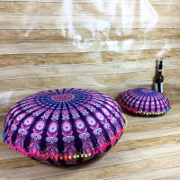 Funda De Cojín Redonda De 43CM Estilo Bohemio Mandala Impreso Algodón 100% Material Para Casa Y Hotel - details 3