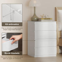 HOMCOM Cómoda Cajones con Cierre Suave, Cómoda Dormitorio, Cajonera para Salón, Oficina, Estilo Moderno, Blanco - details 5