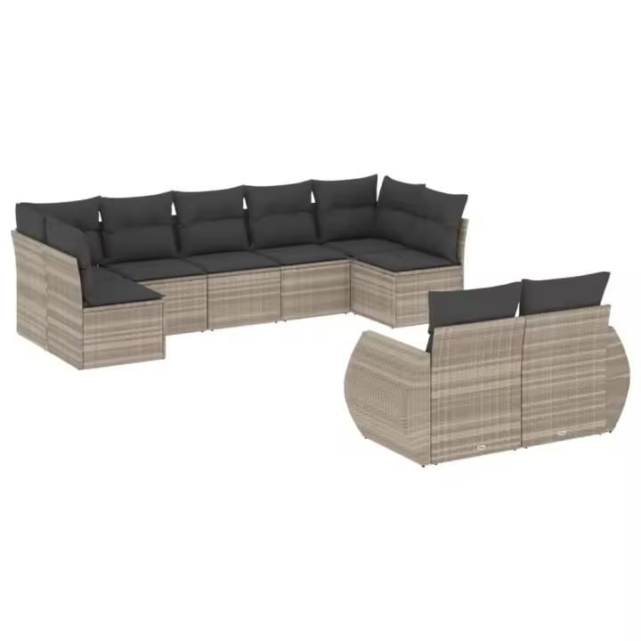 Set muebles Jardín 9 pzas y zapatos sintético gris Claro - 1