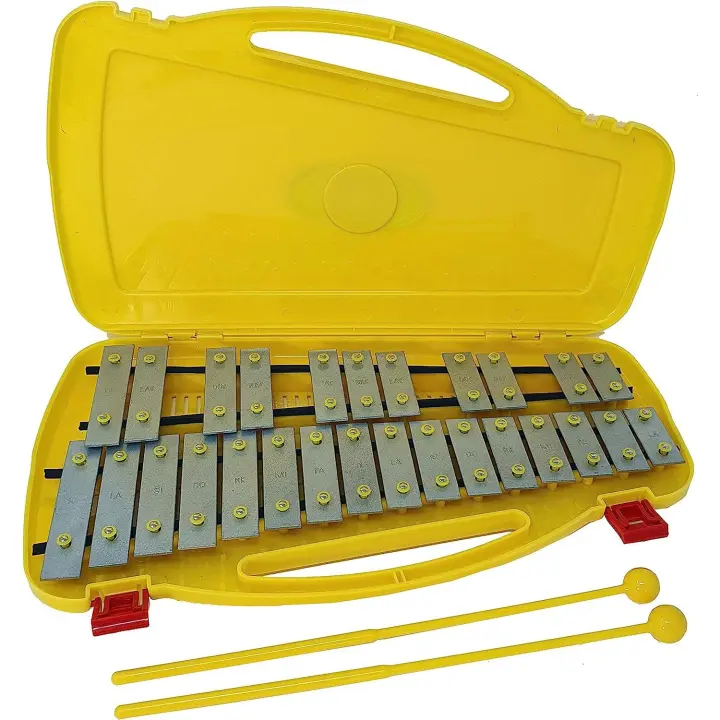 ROCKSTAR MUSIC Carrillón Metalófono Xilófono Glockenspiel Cromático 27 Teclas con Estuche y Mazas - 1