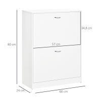 HOMCOM Zapatero de Madera Armario para Zapatero 2 Puertas Abatibles para Entrada Pasillo Dormitorio Sala de Estar 60x24x80cm Blanco - details 2
