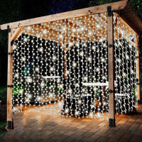 Curtain Light Solar Exterior 300LED Impermeable Luces De Cadena Para Jardín Patio Puente Decoración Festiva De Navidad - details 5