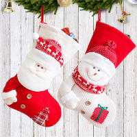 Grande Calcetín De Navidad Rojo Y Blanco Tejido Decoración Para El Hogar Y El Hogar De San Nicolás Porta Regalos Para El Hogar - details 1