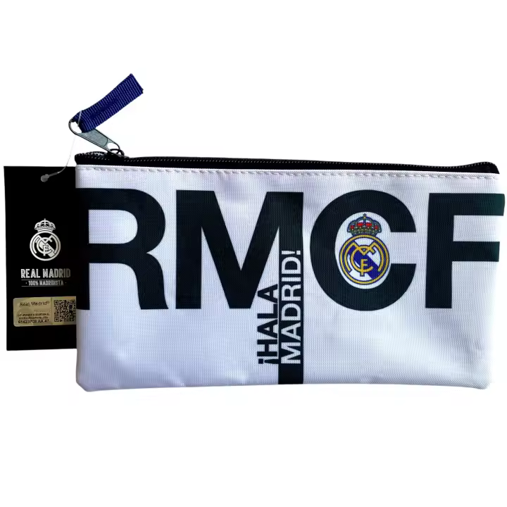 Novedad! Real Madrid C.F. Portatodo Triple Hala Madrid! Producto Oficial Blanco y azul, colegio, niños,  material escolar, Original - 1