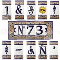 Letras y Números de Cerámica Esmaltada - Modelo ARCOS-Azul - 11cm (4.3") - Hecho en España - - details 0