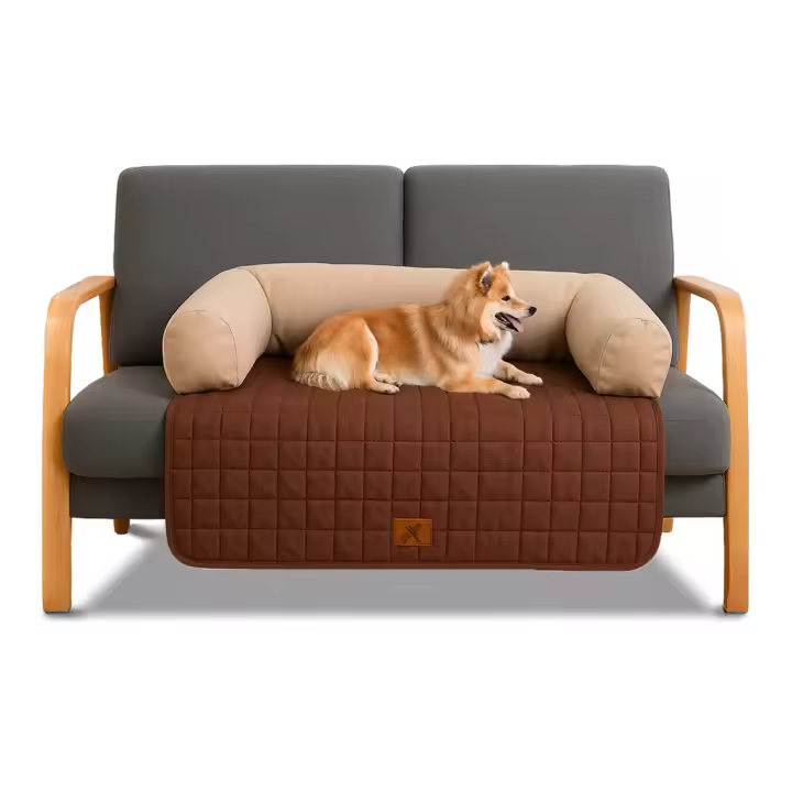 Love Stories - Protector de Sofá para Mascotas Cuna de Sofá para Perros y Gatos - Marrón y Beige - Poliéster - 75 X 70 Cm - Protección Duradera - 1