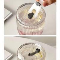 Vaso De Vidrio Con Tapa Y Pajita 600ml Estampado En Línea Para Bebidas Transparente Ideal Para Jugo Agua Y Café Frío - details 3