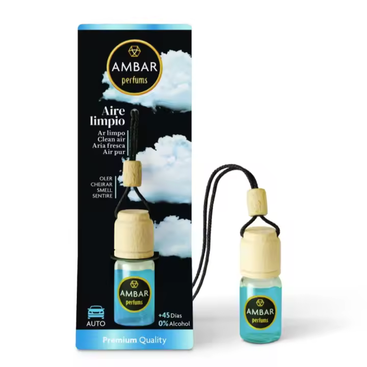 Ambientador de Coche Ambar - Resistencia Más de 45 Días - 6.5 mL de Aroma Intenso - Sin Alcohol Añadido - Fragancia Duradera y Natural - Perfume Vehículo - Aroma Frutal Coche - Producto Ecológico - 1