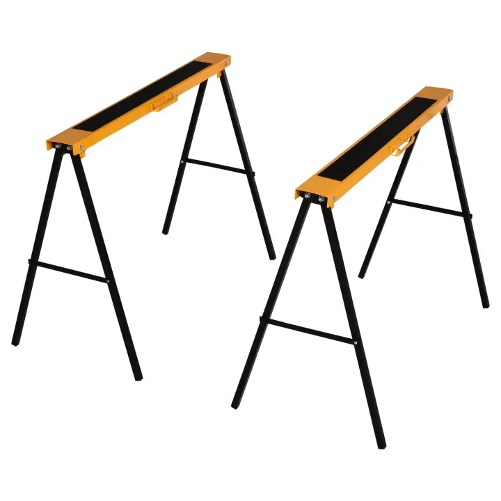 HOMCOM Caballete de trabajo, caballete de sierra, soporte de gato, plegable, antideslizante, acero, naranja, negro, 99,5 x 50 x 78 cm, capacidad de carga 125 kg - 1
