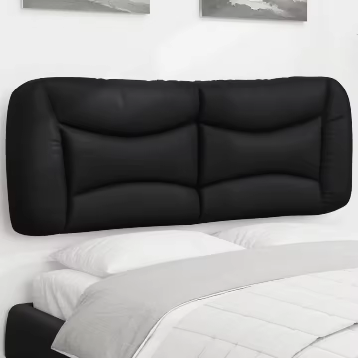 vidaXL Cabecero de cama acolchado cuero sintético negro 120 cm - 1