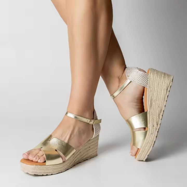 MARILA SHOES YUTE PARA MUJER DE SERRAJE CON CUÑA MEDIA BOSTON PLATINO - 1