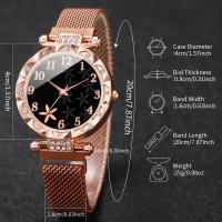 Reloj De Cuarzo Para Mujer Con Pulsera De Malla Y Hebilla Magnética Set De 2 Piezas Doble Fashion Con Dial De Flor Y Pulsera Estelar (Sin Caja) - details 4