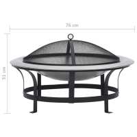 vidaXL Brasero de jardín con parrilla acero inoxidable 76 cm - details 7