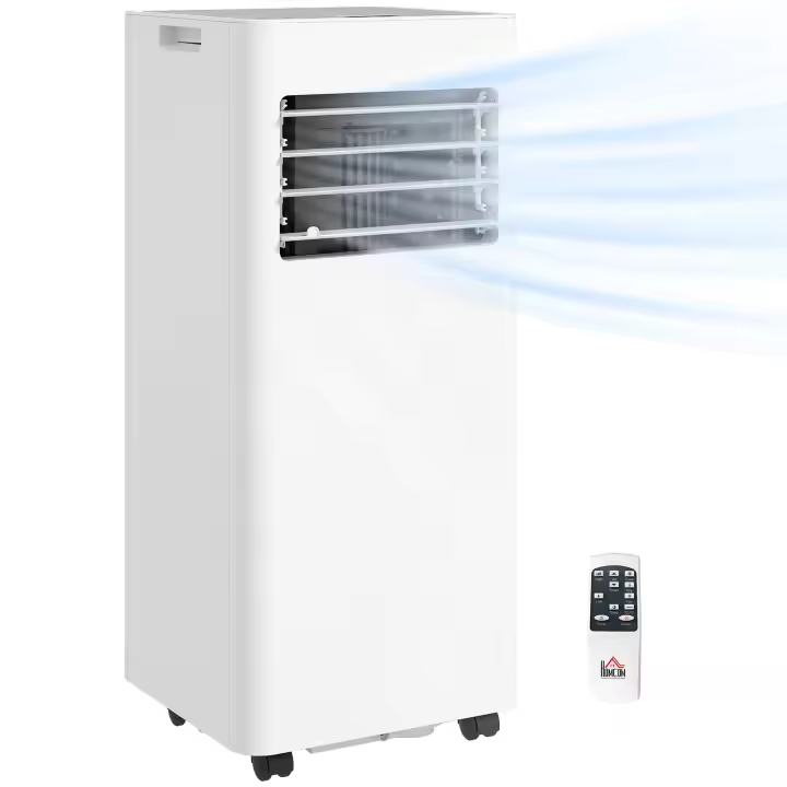 HOMCOM Aire Acondicionado Portátil 3 en 1 9000 BTU Enfriador Ventilador Deshumidificador 24,1 L/Día con Control Remoto Pantalla LED Temporizador 24h 2 Velocidades para Habitación 28m² Blanco - 1
