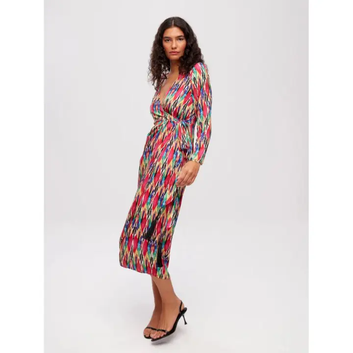 Vestido MIOH modelo CIES IKAT estampado con flecos en cinturón - 1