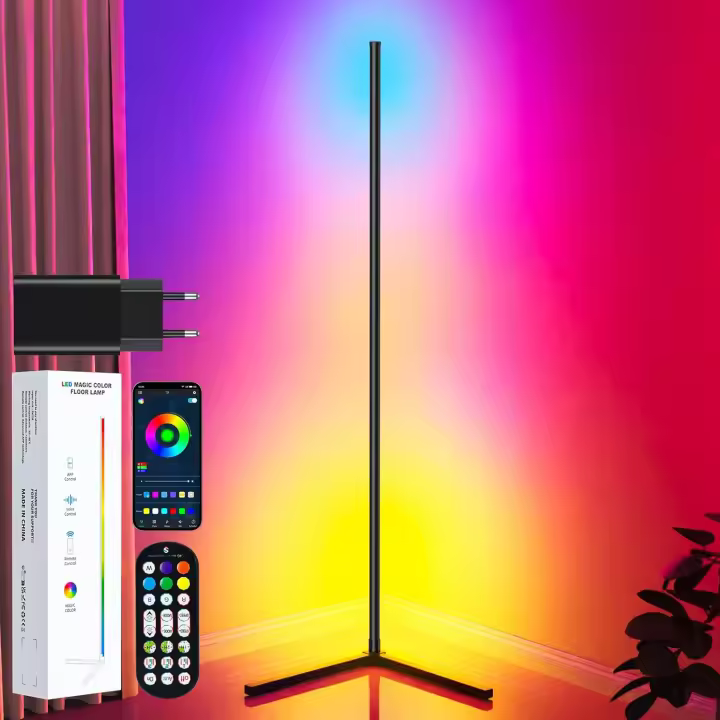 Lámpara de pie LED 160cm con Mando I Distancia y APP, lámpara de pie intelente, lámpara de Esquina que cambia de color RGB - 1