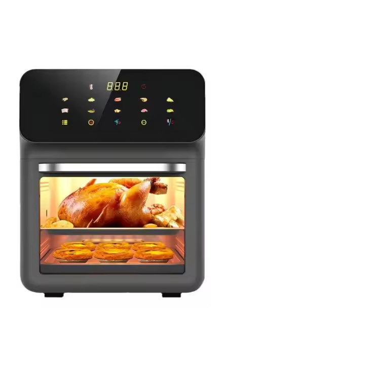 Horno negro multifuncional 1350W, Freidora de Aire sin Aceite 10L, tostadora de encimera, 10 Modos Preconfigurados, Sistema Giratorio, Freidora de horno sin aceite, Broil, asados y repostería - 1