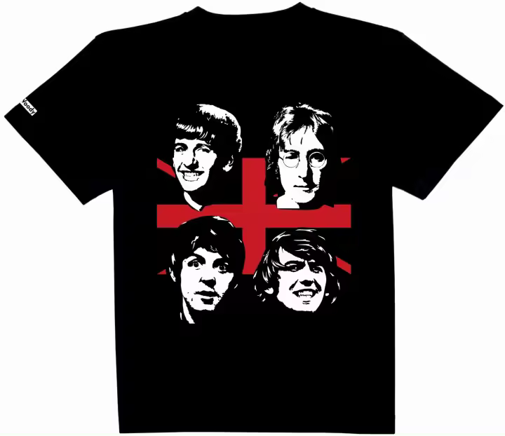 Camiseta Negra Manga Corta Chicos del Liverpool Algodon Unisex Musica Rock and Roll Regalo Original - 1