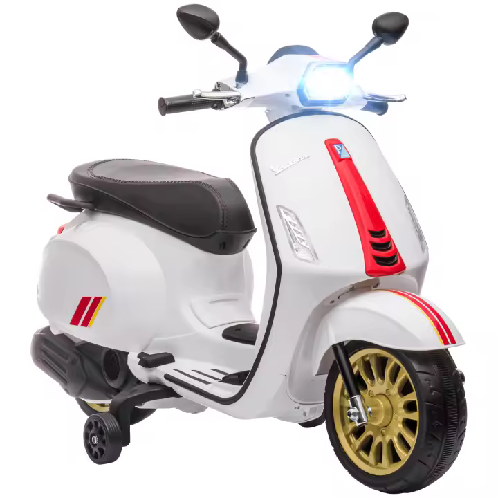AIYAPLAY Moto Eléctrica para Niños de +3 Años con Licencia Vespa Moto de Batería para Niños 6V con USB MP3 Luz LED Radio FM Moto para Niños con Velocidad 3 km/h Carga 35 kg - 1