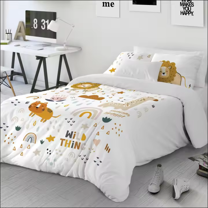 NATURALS  - Funda Nórdica Estampada - Algodón Extrasuave - Incluye Funda Nórdica + 1 Funda de Almohada - Funda de Edredón Fabricada en España - Infantil - Cama 90/105cm - 1