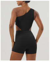 Traje De Yoga Para Mujer Un-Hombro Deporte Fitness Gimnasio Yoga Con Almohadillas Elástico Corporal Sólido Sin Mangas Talla Verdadera - details 7