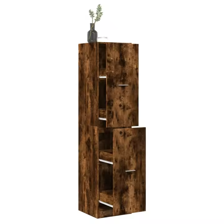 vidaXL Armario botiquín madera ingeniería 40x41x174,5 cm en color Marrón roble/Roble/Roble Sonoma y más | almacenamiento funcional diseño moderno para baño dormitorio sala - 1