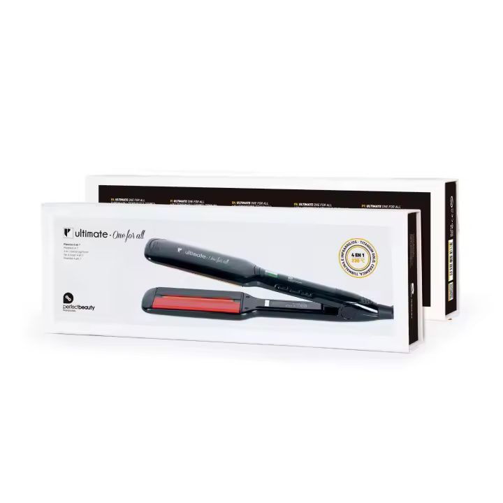 Plancha de pelo Perfect Beauty Color Negro - One for all - Profesional 4 en 1 - Infrarrojos, Turmalina, Titanio y Cerámica, tecnología avanzada. - 1
