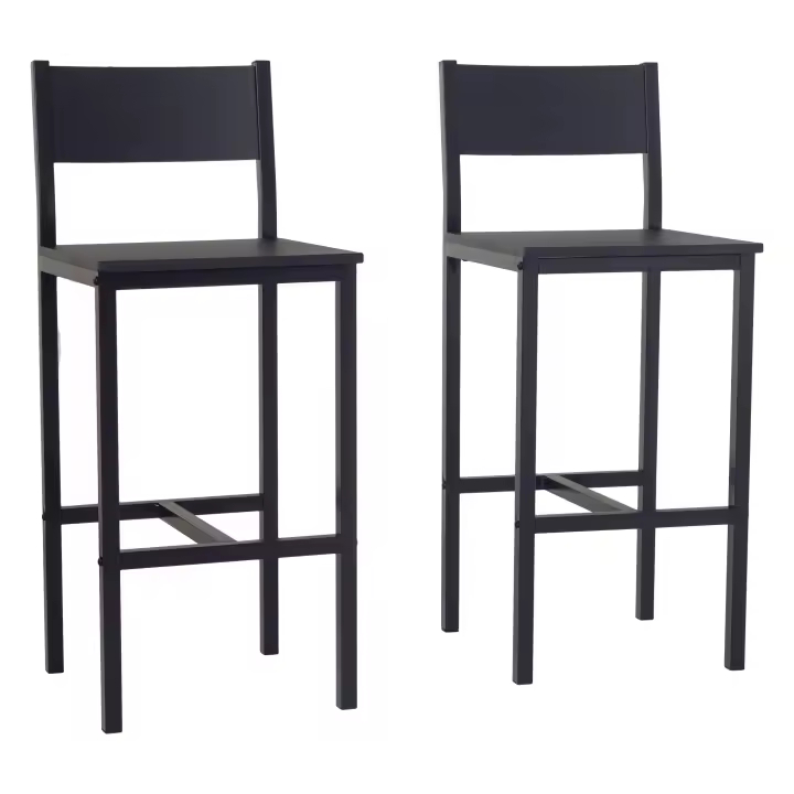 Set 2 Taburetes Color Negro Mod. LIGNANO moderno y cómodo asiento altura 67 cm - 1