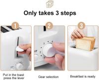 Tostadora, Sandwichera Y Desayunadora Doméstica, Tostadora Automática, 650 Vatios De Potencia, Tostado Ajustable, Ranuras Para Pan Extra Anchas, Bandeja Recogemigas Extraíble, Blanco - details 5