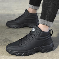 Zapatos De Correr Para Hombre Antideslizantes Hechos a Mano En Cuero Casual Botas De Tobillo Transpirables Zapatillas De Caminar Con Cordones Ligeros - details 6