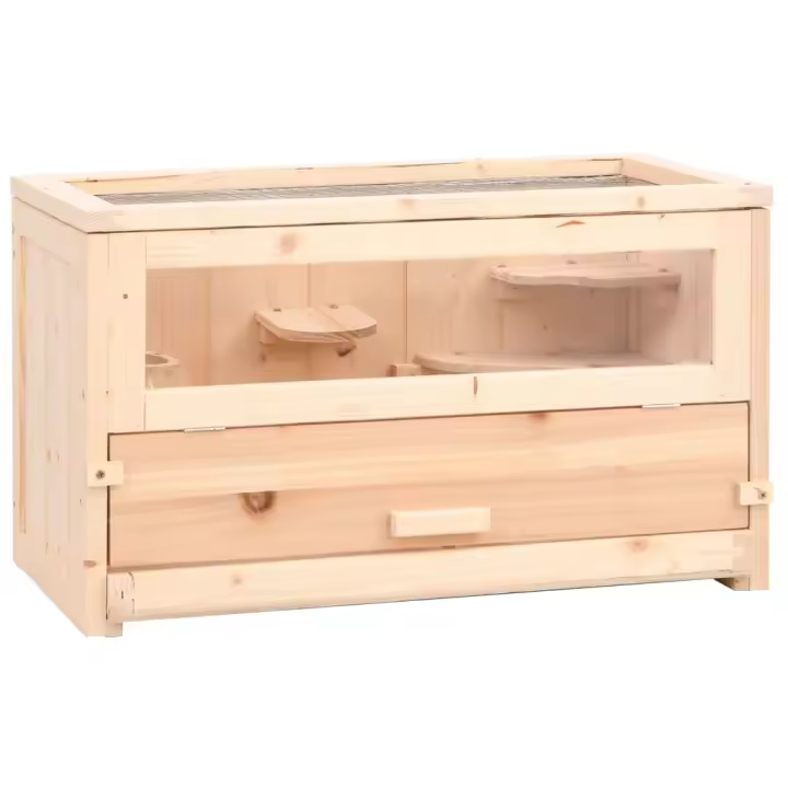 vidaXL Jaula para hámster madera maciza abeto 60x30x35 cm - 1
