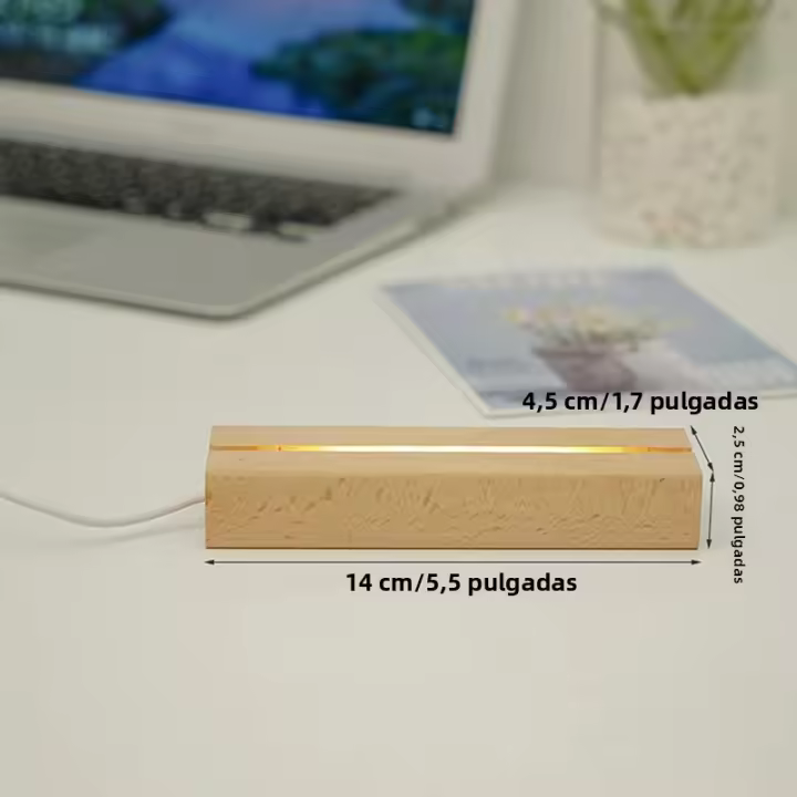 Soporte De Lámpara Luminosa DIY En Madera Sólida Base De Luz Nocturna LED De Acrílico 3D Decoración Para Habitación Y Sala - 1