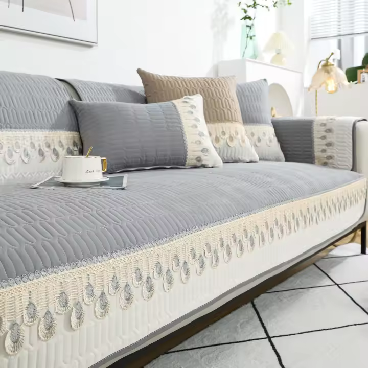 Cojín De Sofá De Tela Con Encaje Y Plumas Decorativo Para Sala De Estar Protección Suave Y Cómoda Estilo Geométrico - 1