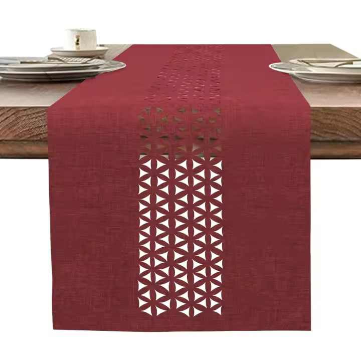 Camino de mesa de lino Camino de mesa rojo moderno Camino de mesa lavable para mesa de comedor Muebles Decoración de mesa 35x183cm - 1