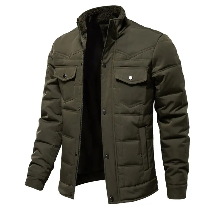 Chaquetas con cuello alto para hombre, chaquetas informales de moda, Tops empalmados americanos, otoño e invierno, 2024 - 1