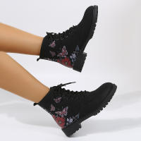 SP Botas Martin with estampado 3D de nuevo, BOTAS Cortas de Tacón Bajo with Cordones para Mujer, BOTAS de cuero de mujer de gran tamaño, BOTAS De Tubo bajo para Mujer. - details 5