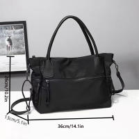 Bolso De Hombro Grande Para Mujeres Hecho De Nylon Con Correa Ajustable Para Uso Diario Casual Viajes Y Transporte. - details 9