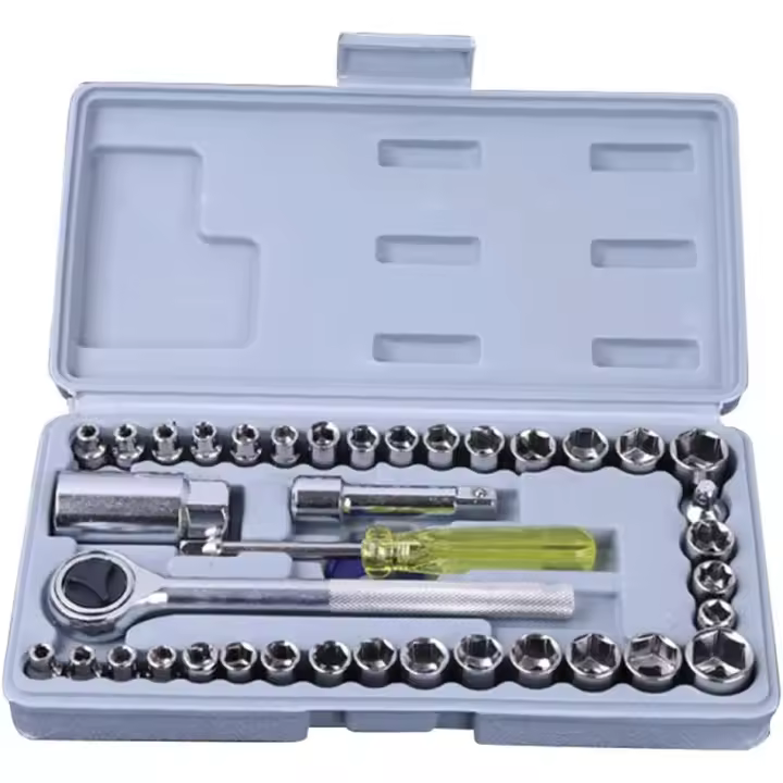 Llave inglesa de 40 piezas, herramienta de reparación de automóviles, juego de herramientas de enchufe, cabezal de enchufe, diseño Manual para el hogar - 1