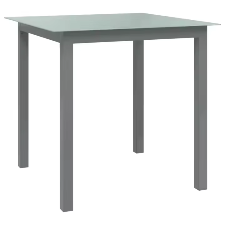 vidaXL Mesa de jardín de aluminio y vidrio gris claro 80x80x74 cm - 1
