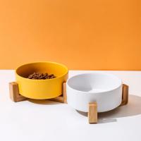 Alfombra De Madera Para Perros Y Gatos Cuenco De Cerámica Doble Integrado Cuenco De Comida Y Beber Protector Para Cuello De Pequeños Perros Y Gatos Sin Derrames - details 3
