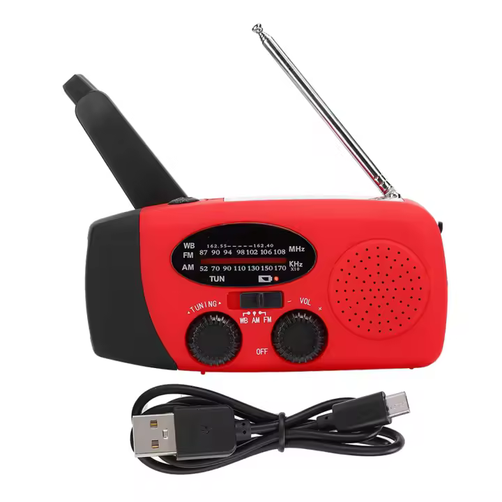 Radio De Manivela Con Carga Solar Y Luz LED Generador De Electricidad Para Emergencias Radio Portátil Con Altavoz Integrado - 1