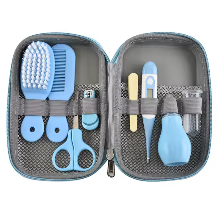 8 Pieces Baby Care Kit, Professional Baby Nail Clipper Kit, Non-Toxic BPA Free Comfort, Baby Toiletry Kits for Travel and Home (Blue) - 1