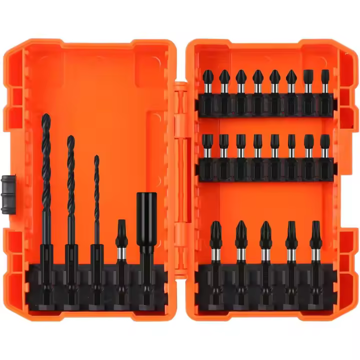 EasySpeed Juego 26 Puntas Destornillador Brocas Portapuntas, Acero S2, Estuche Maletin Organizador, Phillips, Torx y Cuadradas, Vástago de Impacto para Taladro Profesional - 1