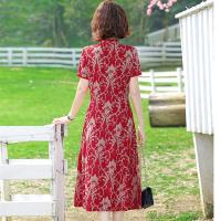 Vestido Qipao Corto Para Mujer Estilo Étnico Retro De Verano Con Impresión Floral Largo Hasta La Rodilla Vestido De Fiesta Indie Folk - details 4