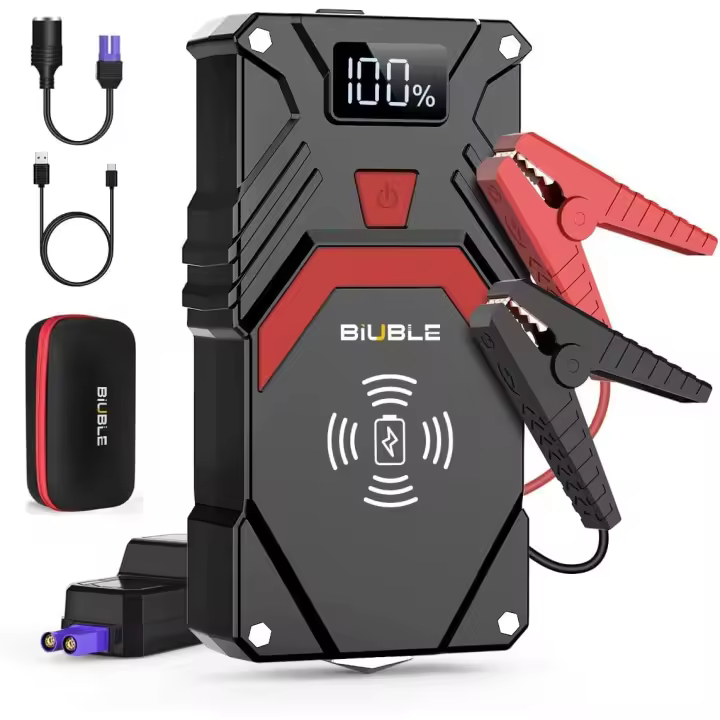 Arrancador de Coches Portátil BRPOM BM501 4000A para Todo Gasolina o 10L de Diésel con Cables Inteligentes, Salida QC3.0 y Espera Larga - 1