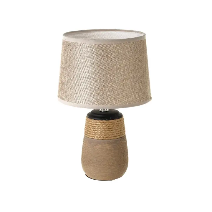 Lola Home Lámpara de mesa de cerámica y cordón de arpillera marrón de Ø 20x30 cm - 1