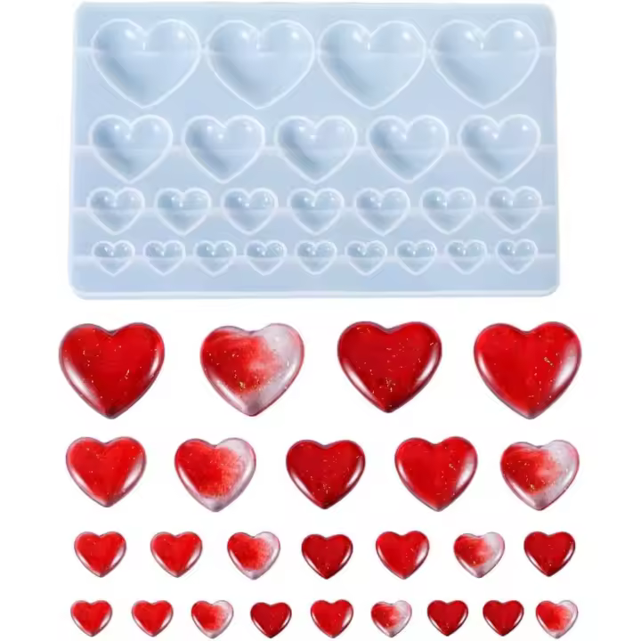 moldes de silicona con forma de corazón, forma de corazón, resina epoxi, moldes para joyas, molde de fundición de cristal para manualidades, - 1
