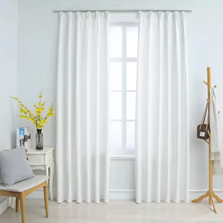 vidaXL Cortinas opacas con ganchos 2 piezas blanco crudo 140x175 cm - 1
