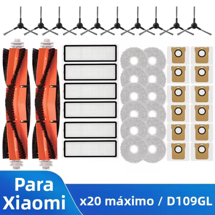 Accesorios Para Aspiradora Robot Xiaomi X20 Max / D109GL: Cepillo Principal Cepillo Lateral Filtro Hepa Paño De Mopa Bolsa De Polvo - 1